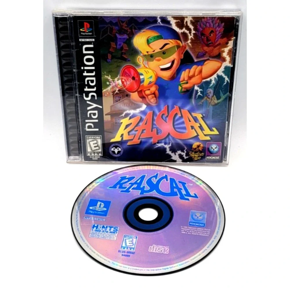 Rascal PS1 (PlayStation 1, PS1) Black Label Complete with Manual, Reg. Card
